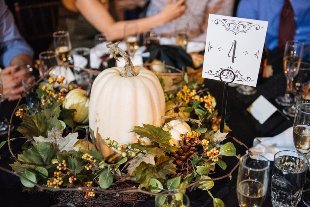 Fall wedding inspiration - white pumpkin centerpeice - wedding decor